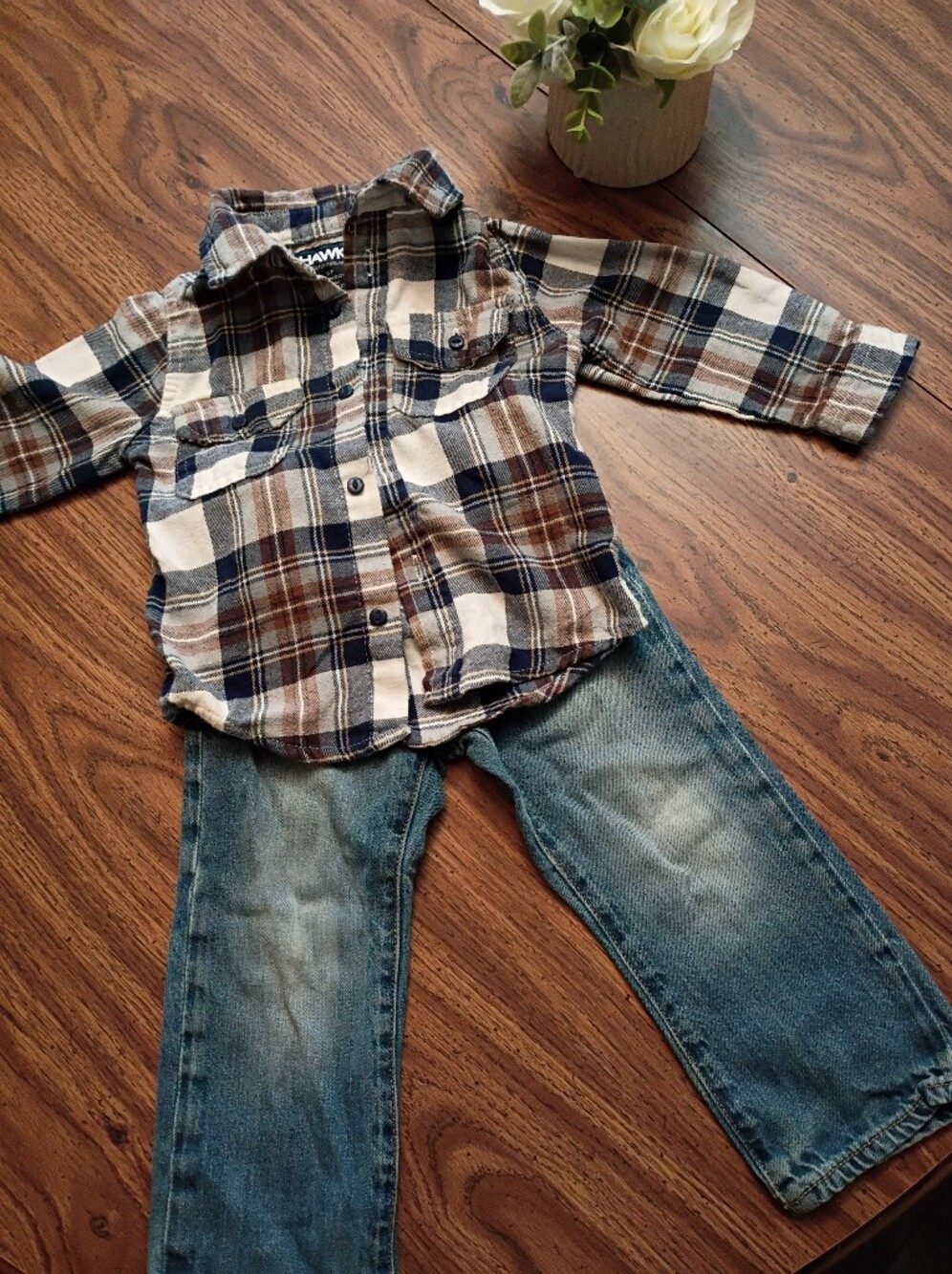 2T Tony Hawk Flannel Shirt & Gap Blue Washed Jeans 100% Cotton